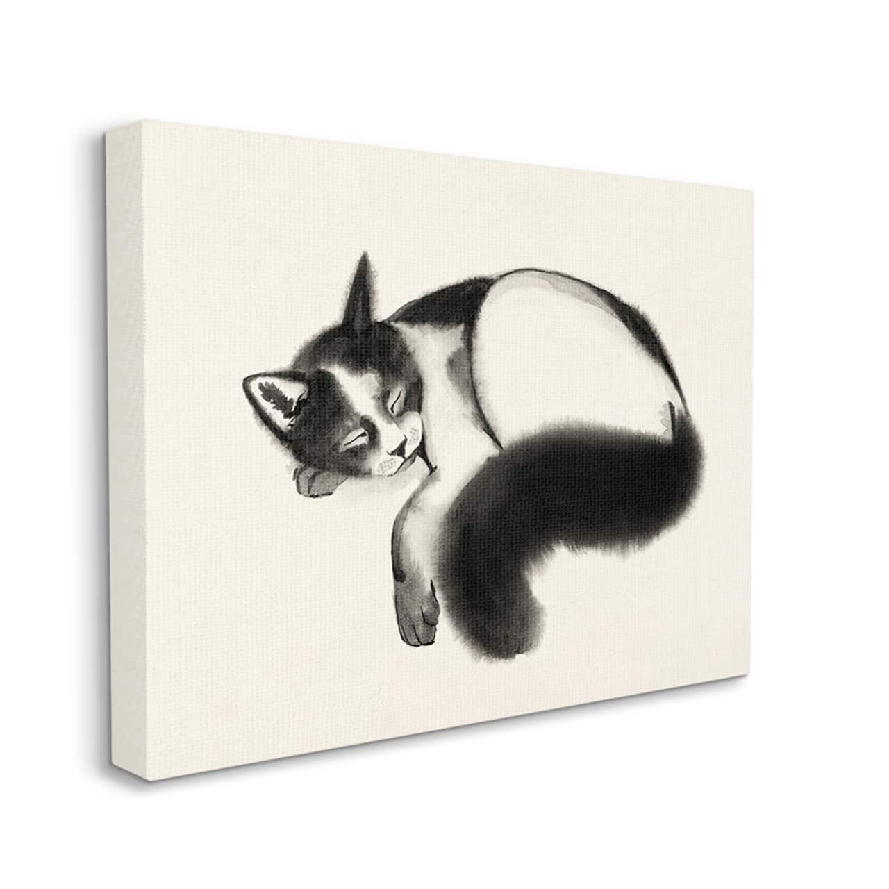 Stupell Industries Relaxed Pet Cat Bushy Black Tail Canvas Wall Art